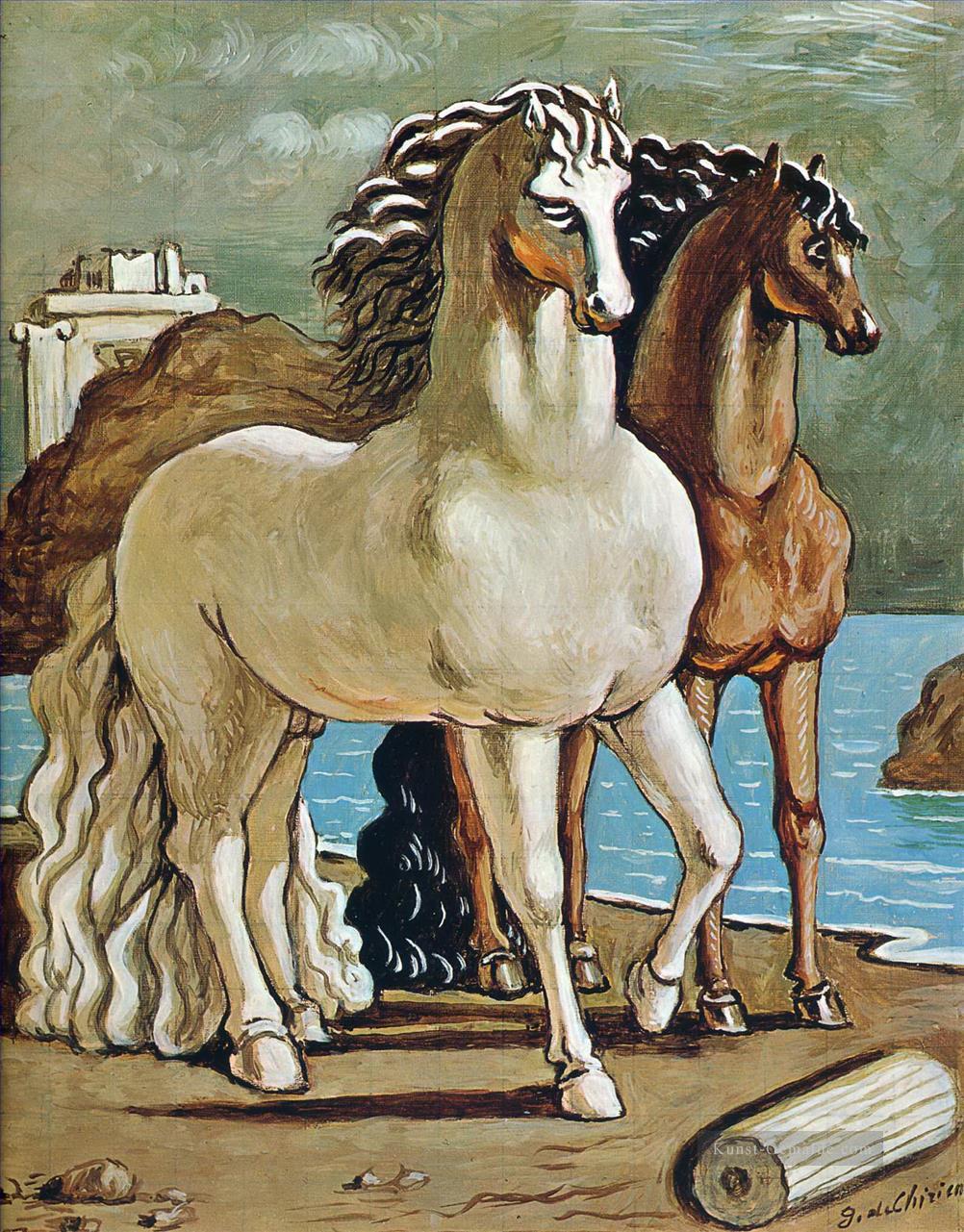 Zwei Pferde am See Giorgio de Chirico Ölgemälde